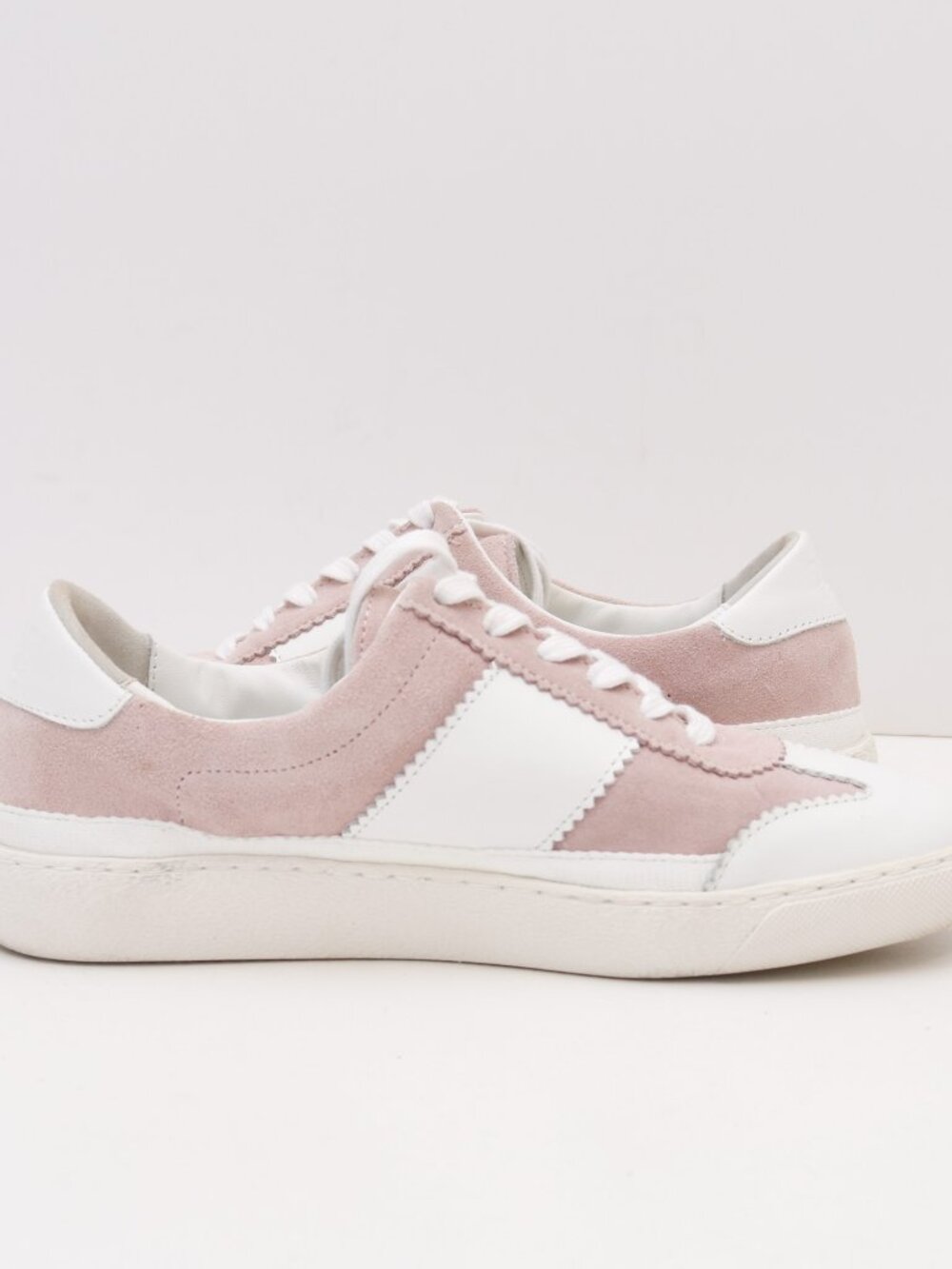 PAIGE Brie Sneaker Pink Suede Leather Low Top Shoes Size 8.5 Womens - Picture 6 of 15